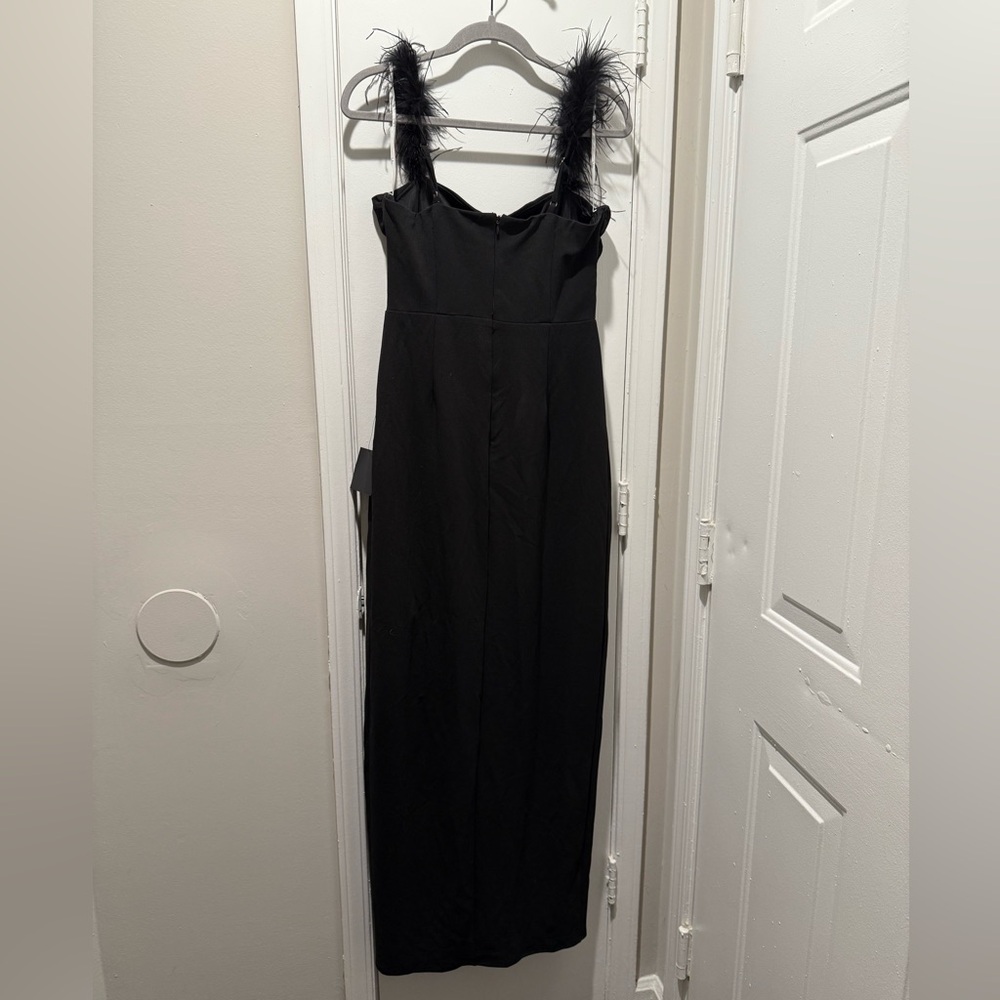 Lulu's Black Dress with Feather Straps - Picture 2 of 4